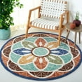 thumbnail image 2 of SAFAVIEH Novelty Malanie Floral Area Rug, Blue/Orange, 5' x 5' Round, 2 of 7