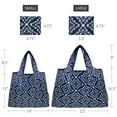 thumbnail image 2 of Wrapables Large & Small Foldable Tote Nylon Reusable Grocery Bags, Set of 2, Navy Deco, 2 of 5