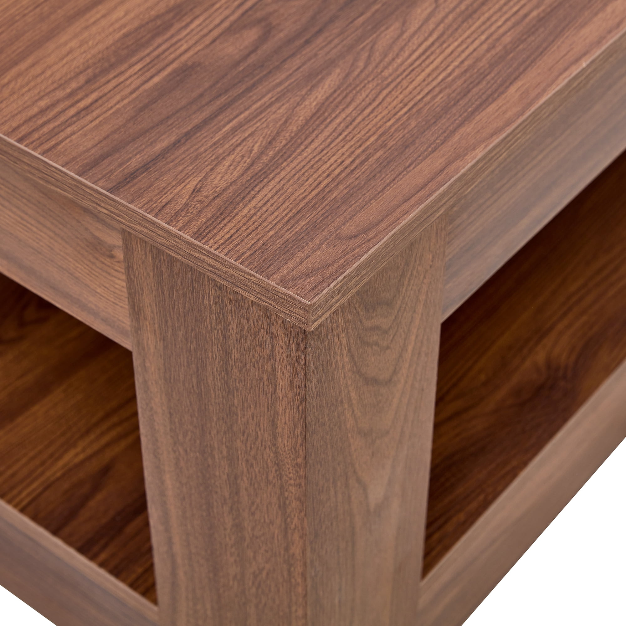 Alvantor Coffee Table Double Layer MDF Industrial for Living Room,43.3",Walnut