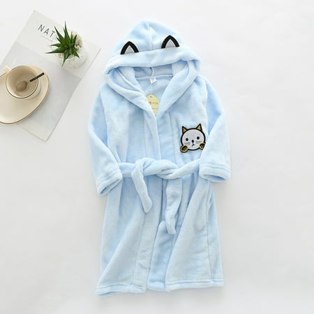 

Hunpta Toddler Kids Baby Boys Girls Cartoon Bathrobes Hooded Warm Flannel Night-Robe Sleepwear Warm Cute Pajamas Robe