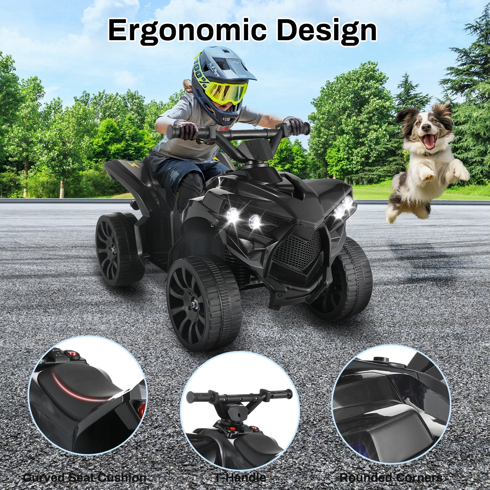 LAZY BUDDY 6V Ride on Toys for Toddlers 2-4,  4-Wheeler Quad ATV Play Car with 1.86MPH Max Speed, Rubber Handles, Pedal Accelerator
