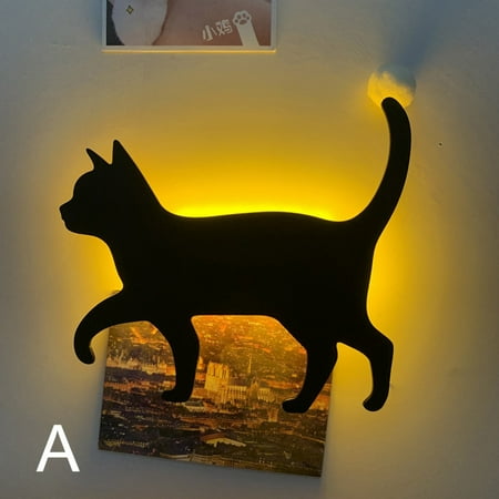 

Voice Light Sensor Switch Cat Night Light LED Projection Light Wall Lamp Silhouette Lights Animal Light Bedroom A