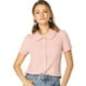 thumbnail image 1 of INSPIRE CHIC Camisa De Manga Corta Suave Con Botones Y Cuello Peter Pan Dulce Para Mujer Rosa XS, 1 of 6