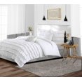 thumbnail image 2 of CCNY 600 TC 100% Egyptian Cotton Duvet Cover with 2 Matching Pillowcases Oversized King Size Multi Ruffle Pattern, Zipper Closure, Corner Ties (White), 2 of 7