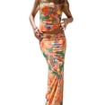 thumbnail image 4 of Blotona Women Summer Outfits Colorful Floral Sleeveless Bandeau Tops and Casual Elastic Long Skirt Set Clubwear, 4 of 6