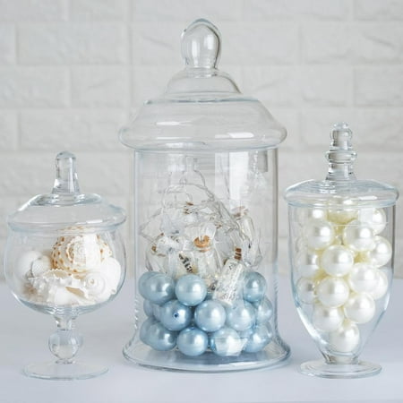 - Efavormart Set of 3 Clear Apothecary Glass Candy Jars With Lids – 8