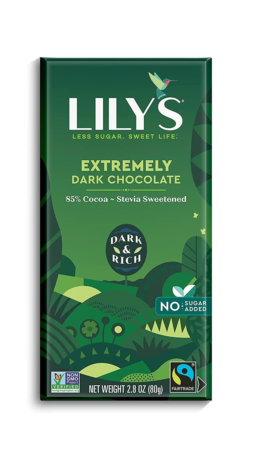 Lily's Sweets 85% Extremely Dark Chocolate Bar 2.8 oz Pack of 4