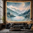 thumbnail image 6 of Mountain Lake Scene in Moonlit Night, Dreamy Watercolor for Nature Lovers, Serene Landscape Art Decor, Housewarming Gift, Tapestry Wall Hanging for Bedroom and Living Room, 6 of 7