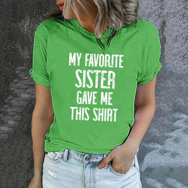 LSLJS Women's Funny Printed Pattern Casual Fashion Soild Color Short Sleeve Tops Blouse