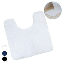 Semfri White Toilet Rug Contour Bathroom Rugs U Shaped Bathroom Mats Shaggy Soft Contour Carpet for Bathroom Toilet