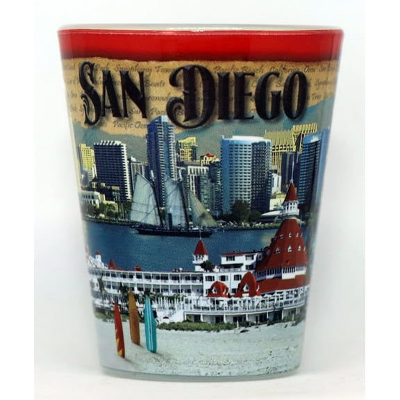 San Diego California Stamp Design Shot Glass