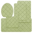 thumbnail image 3 of CHAKME Non Slip Machine Washable 5 Piece Bath Rug Set Memory Foam Ultra Absorbent Large 20"x46" & 32"x20" Long 24"x17" Small 18"x16" U Shape Contour 24"x20" Bathroom Mat Rustic Lattice green, 3 of 8