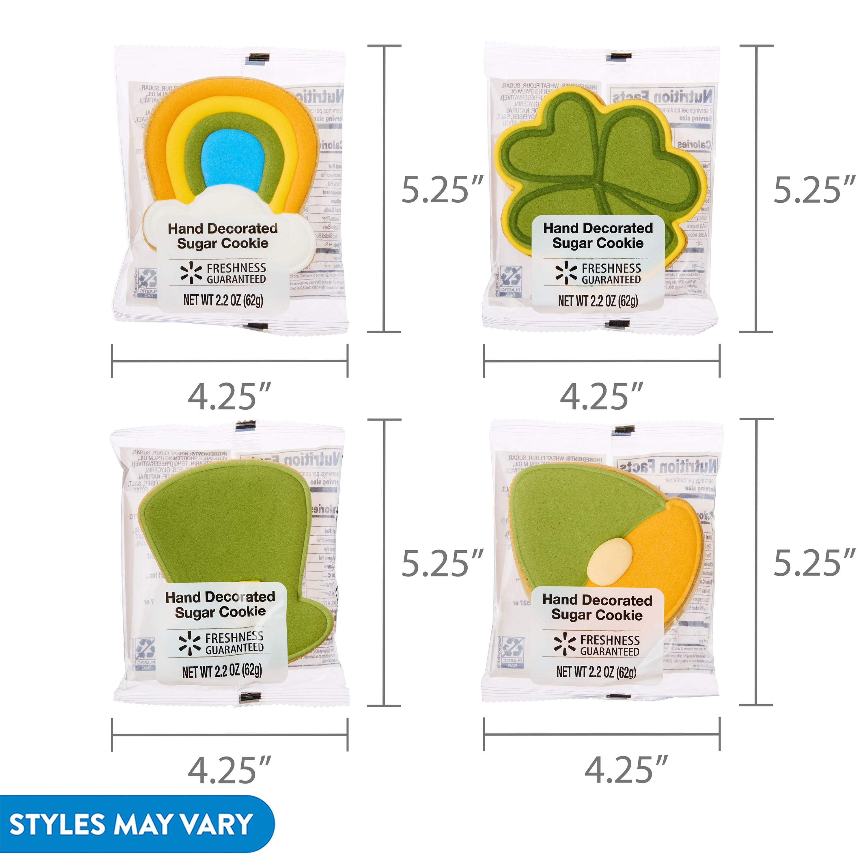 Freshness Guaranteed St. Patrick's Day Hand Decorated Sugar Cookie, 2.2 oz (Styles May Vary)