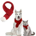 thumbnail image 1 of Bufanda de punto para perros con pompón blanco, bandana cálida, accesorios para mascotas para vacaciones de invierno, bufandas para gatos (rojo), 1 of 7