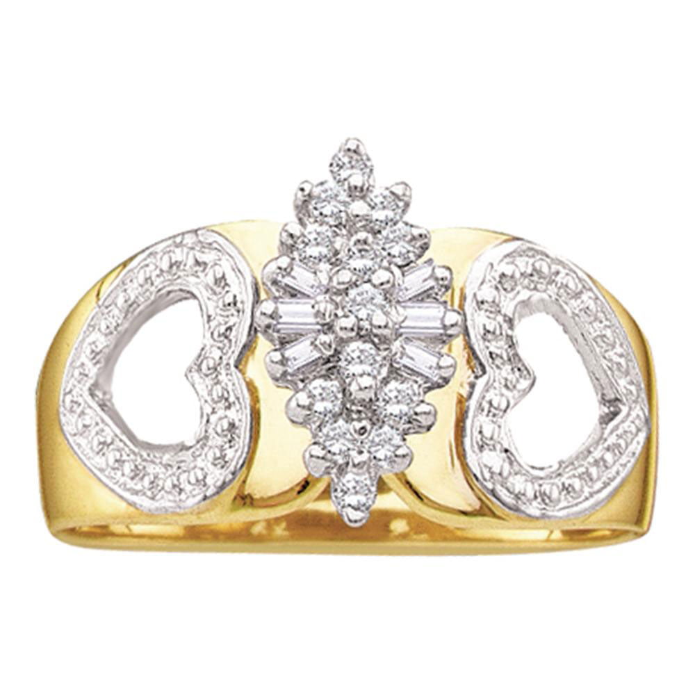 Details about   2.00 Tcw Round Cut Diamond Heart Cluster Wedding Ring 14K Two Tone Gold Finish 