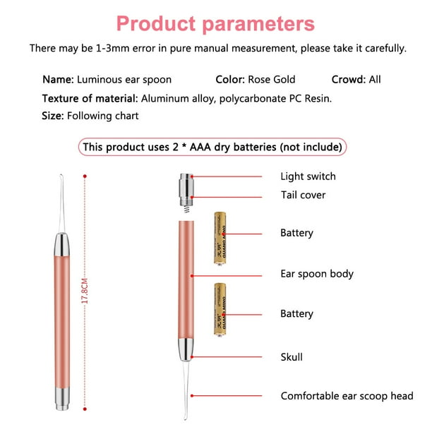 Ear Cleaning Light Ear Cleaner Spoon Earpick Baby Ears Cleaning Tool with Magnifier Two Spoons Gift