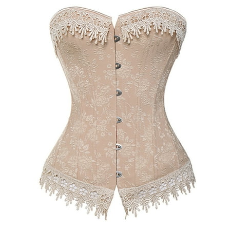DondPO Corset Costume Fashion Womens Sexy Vintage 1920s Lace Trim Corset Bustier Vintage Corset Vintage Lingerie Brown 5XL Clearance
