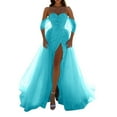 thumbnail image 1 of B91xZ Boule Robes pour les Femmes Sans Manches une Épaule Bodycon Robes Soirée Vintage Longue Robe Formelle, Bleu Ciel M, 1 of 5