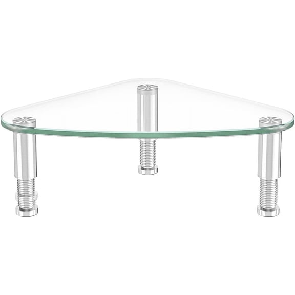 Clear Glass Computer Monitor Riser / Triangle Desktop Universal Corner Stand for Computer Monitor & Laptop HD01T-003