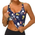 thumbnail image 4 of Haiem Colorful Jellyfish Pattern Womens Sports Bra - U Neck Padded Low Impact Yoga Bra Workout Crop Top Gym Moisture-Wicking Workout Vest -Medium, 4 of 9