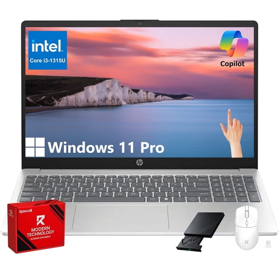 HP Touchscreen Laptop, Intel i3-1315U(Up to 4.5GHz), 16GB RAM, 512GB SSD, 15.6" 250 nits Anti-Glare Display, Copilot-AI Chat, Windows11 Pro , w/Accesories