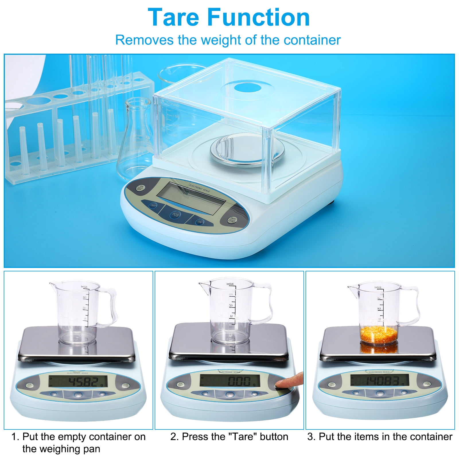 Uxcell Lab Scale 100gx0.001g, High Precision Electronic Analytical Balance Sensitive with Windshield