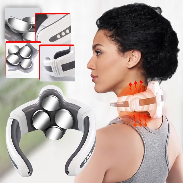 Masajeador de cuello calentado, masajeador eléctrico Plus para alivio del dolor de cuello y hombros, relajación muscular, vibrador flotante de 4 cabezales, calefacción Wmkox8yii hjk3562