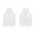 thumbnail image 4 of TEAJOPSUU Tank Tops for Women Halter Neck Embroidered Lace Cropped Tank Tops Bohemian Style Casual Sleeveless Shirts Loose Fit Summer Solid Color Blouses White, 4 of 6