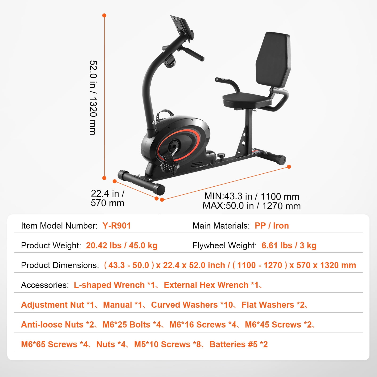 KFFKFF Stationary Recumbent Exercise Bike, Designed for Adults and Seniors, Customizable Magnetic Resistance, Home Fitness Bike with Cushioned Seat, LCD Display, and Robust Flywheel