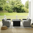 thumbnail image 4 of HomeStock Baroque Bonanza Outdoor Wicker 3-Piece Seating Set (Fire Table, 2 Loveseats), Gray Frame with Gray Cushions - Fire Table w/ Lid, Modern Outdoor Patio Conversation Set, 4 of 6