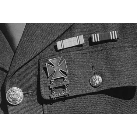 Service ribbons and qualification badge above pocket of military uniform worn by Corporal Jimmie Shohara  Ansel Easton Adams was an American photographer best known for his black-and-white