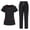 BN14-Black, variant on Women Scrubs Sets Stretch Tops With Pockets & Cargo Pants Jogger Nurse Work Uniform Quick Drying Workwear Dark Blue M