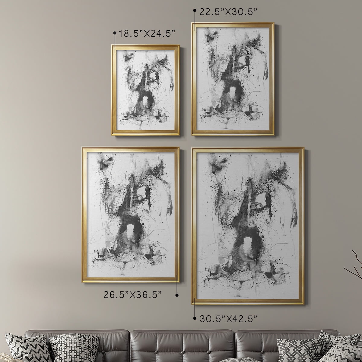 Graphite Abstract II Premium Framed Print, in Gold, Black, or Silver - Ready to Hang