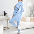 thumbnail image 5 of CFLVAEK Workout Outfits for Women 2 Piece Tummy Slimming Leggings and Plus Size Long Hooded Sweatshirts with Big Pockets Solid Color Running Sweatsuits 2025 Blue XXL, 5 of 9