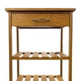thumbnail image 4 of Harry Kitchen Bar Cart- 1 Drawer- 3 Shelves- Brown Bamboo- Rolling Wheels, 4 of 6