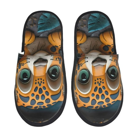 Balery Playful Leopard Art Slient Indoor Furry Fleece Comfort House Shoes Soft Non-Slip Home Shoes Cotton slippers House Slippers-- Medium