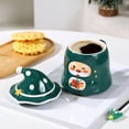 thumbnail image 4 of Daiosportswear Christmas Ceramic Cup,Christmas Mug,Ceramics,with Lid/Spoon,Cute Couple Coffee Cup,Bow Handle,Household,Durable,Generous Capacity,for Hot Chocolate/Coffee,Christmas Parties, 4 of 6