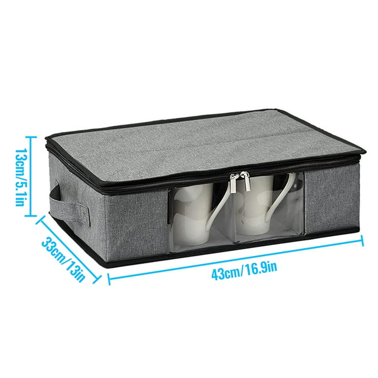 Coffee Cup Storage Box with Zipper and Handles 12 Cups Stackable