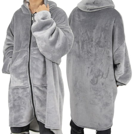 

Oversized Zipper Blanket Hoodie Winter Home Fleece Wearable Sweatshirt Comfy Sleeves Deep Pockets Pajama for Women Men Valentines Day Gifts