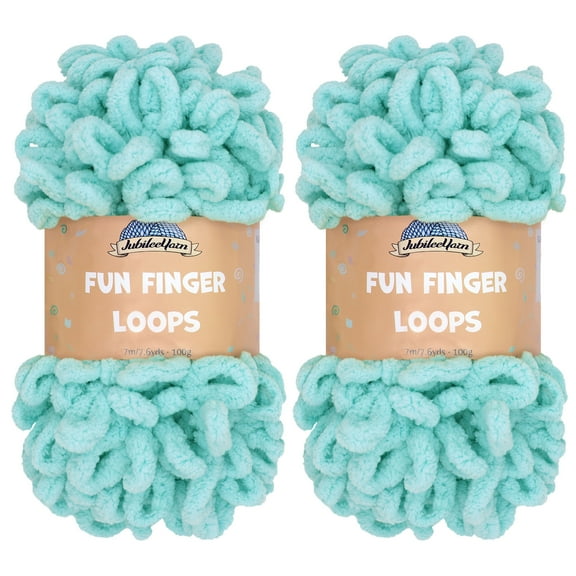 JubileeYarn Fun Finger Loops Yarn - Jumbo Polyester - 100% Polyester - Blue - 2 Skeins