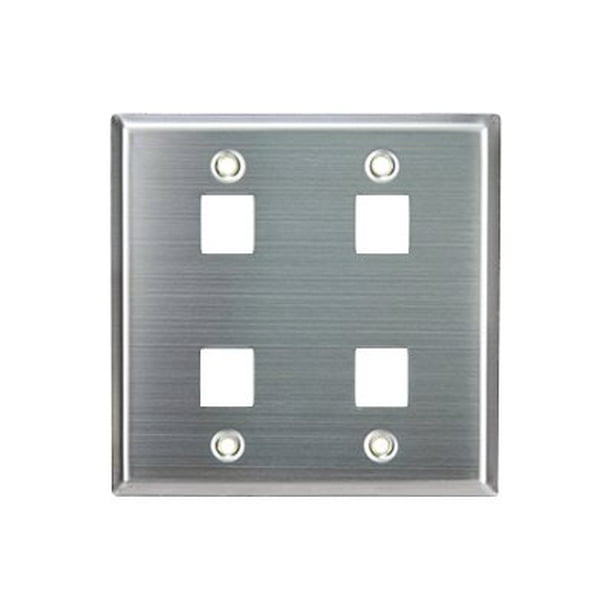 Leviton QuickPort Stainless Steel DualGang Mounting plate stainless steel 2gang 4