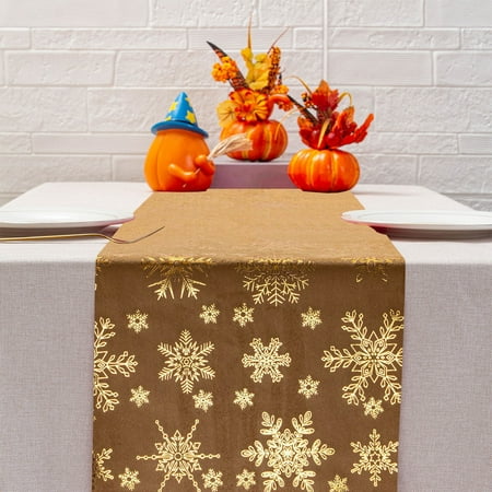 

WQJNWEQ Christmas Decorations Christmas Ornaments Clearance Snowflakes Christmas Table Runner Cloth Hot Gold Velvet Polyester Cotton Table Flag New Year Printed Christmas Holiday Gathering Table Flag