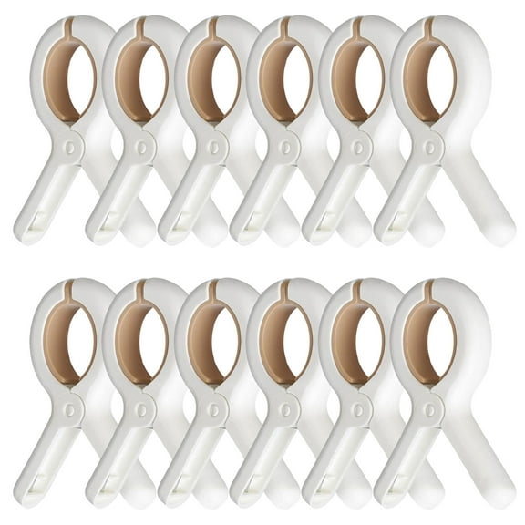 SaKaguro 12 Piece Beach Chair Towel Clip, Plastic Clothes Clip, 3.7 inch Long, White