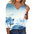 thumbnail image 7 of Staron Women's Loose 3/4 Sleeve Printed V-Neck Casual Tunic Top Blouse Shirt, XL, 7 of 7