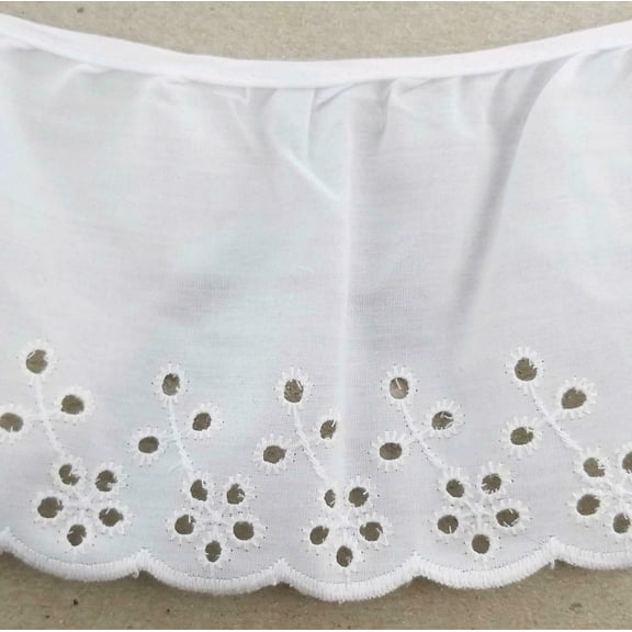 4" Ruffled Gathered Embroidery Eyelet Trimming - 5 Yards!