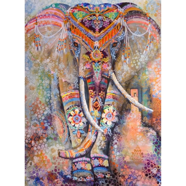 Cuadros Decorativos (DE2651) 5D DIY taladro completo diamante pintura elefante colorido punto de cruz mosaico 20X30cm Ehuebsd embutido en tela
