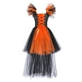 thumbnail image 3 of ibiyuan Halloween Dress Up Clothes Girls Ruffle Back To School Outfit Halloween Cute Print Clothes for Kids Puff Sleeve Tulle Dress for Girls Halloween Birthday, 3 of 6