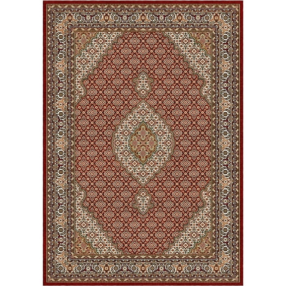 Woven Trends Regency Area Rug 5'2" x 7'4" Medallion Pattern Traditional Border Classic Carpet with Jute Backing, Stain and Fade-Resistant Rug for Living Room, Bedroom Decor - Red