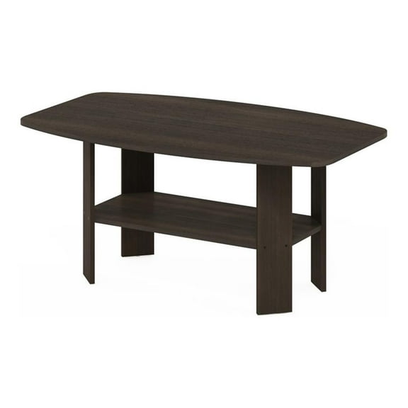 Maklaine Contemporary Engineered Wood Simple Design Coffee Table in Dark Brown