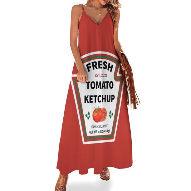 Nuevo disfraz de Halloween de ketchup de tomate fresco, vestido sin mangas, conjuntos elegantes para mujer, vestido para mujer